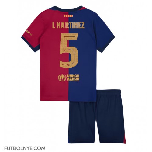 Camiseta Barcelona Inigo Martinez #5 Primera Equipación para niños 2024-25 manga corta (+ pantalones cortos)